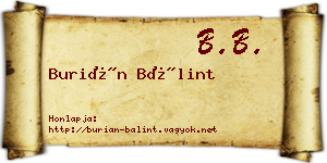 Burián Bálint névjegykártya